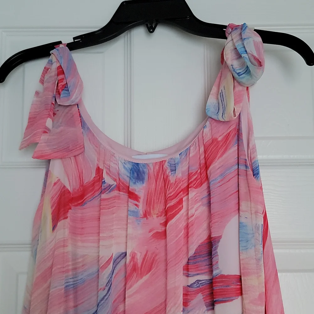Pink Adjustable Strap Dress with Ruffle at Bottom - Picture 3 of 8